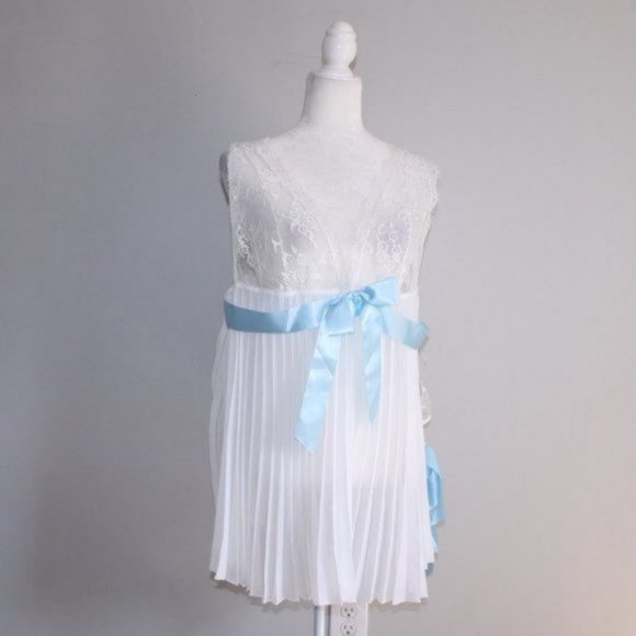 NWT Dreamgirl Pleated Lace Sheer Dress White 3X 4X - Picture 2 of 12